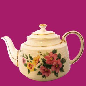 Sadler (the popular desirable vintage teapot)England, pink dogwood flower, yello